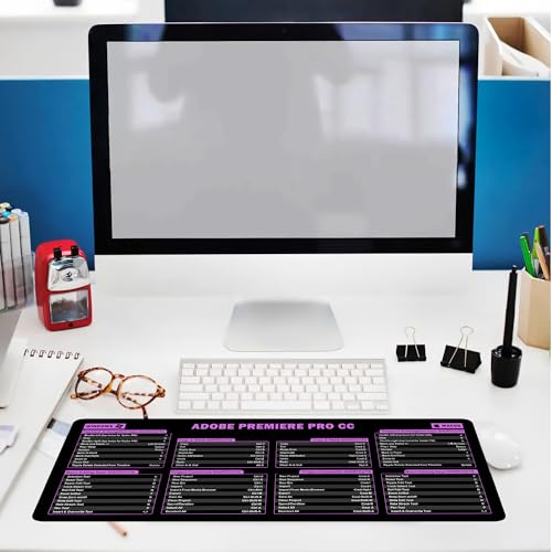 Image of Adobe Premiere Pro CC Shortcut Cheat Sheet Mouse Mat KMH Mouse Pad for Video Editors, Adobe Large Desk Mat, Producer Mousepad, Essential Computer Accessories for Study, Work, and Reference Purposes