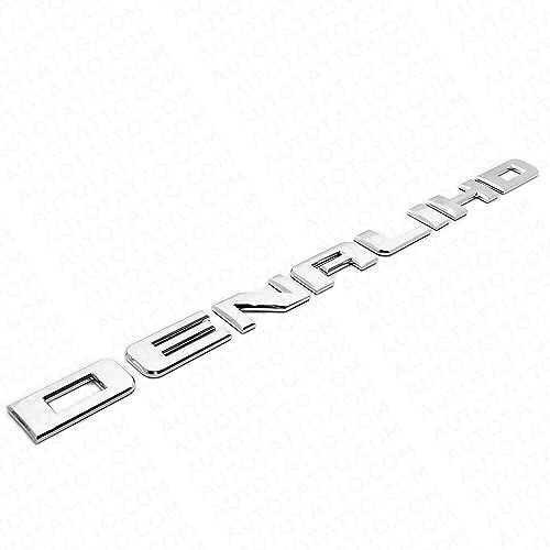 Image of 2X Denali HD Side Door Tailgate Letter Nameplate Emblem Badge 3D Replacement for Denali (Chrome)