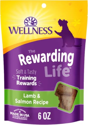 Image of Wellness Rewarding Life Soft Dog Training Treats, Natural, Grain Free, Lamb and Salmon Recipe, 6 Ounce (Pack of 8)