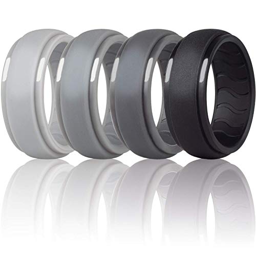 Dookeh Breathable Silicone Wedding Rings for Men - Skin Safe Mens Rubber Wedding