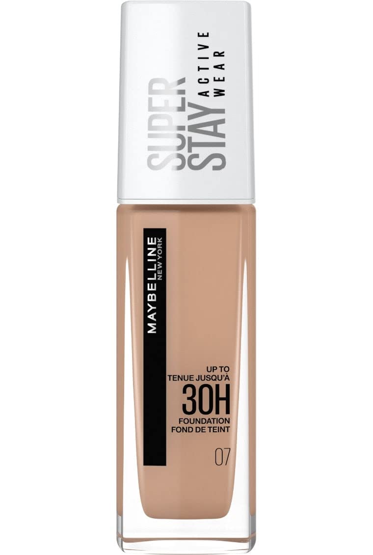 MaybellineNew York Foundation, Superstay Active Wear 30 Hour Long-Lasting Liquid Foundation, Lightweight Feel, Water, Sweat and Transfer Resistant, 30 ml, Shade: 07, Classic Nude