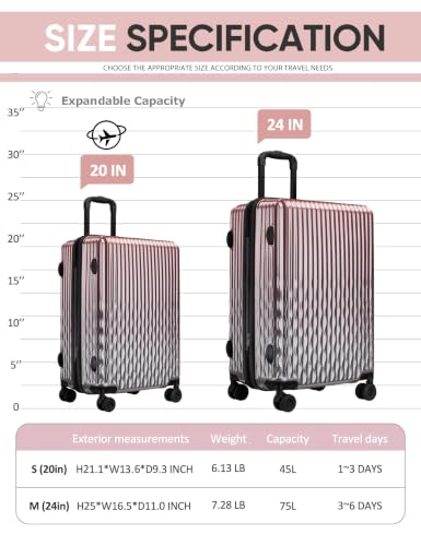Image of Luggage Sets 2 Piece,PC+ABS Expandable Suitcases with Wheels