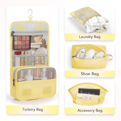 Image of OlarHike 10 Set Compression Packing Cubes for Travel Essentials,Compressible Expandable Space Saver Bags for Organizing Clothes,Luggage Suitcase Garment Bags with Over 1000 pcs Mesh Holes(Yellow)