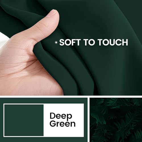 Image of COSVIYA 100% Pine Tree Green Blackout Curtains for Living Room 84 Inch Long | Room Darkening Light Blocking Drapes for Bedroom, Grommet Thermal Insulated Window Panels with Black Liner, W52xL84,2 Panels