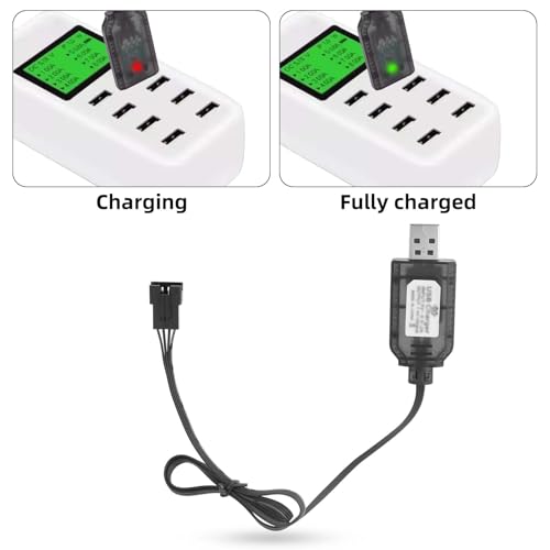 2 Szt Wymiennych Kabli USB do Ładowania SM-4P, Ładowarka USB Akumulatorów 7,4V Pistoletu Żelowego do Samochodów RC i Łodzi