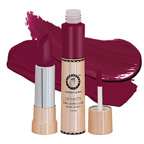 Image of Colors Queen 2 in 1 Matte Lipstick | Lip Matte | Long Lasting Gloss, Waterproof, Non Transferable | (10 - Deep Raspberry)
