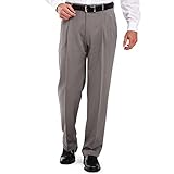 Haggar Men's Two-Tone Herringbone Expandable-Waist Pleat-Front Dress Pant