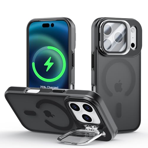 Coque iPhone 17 Pro Max antichoc noire antichoc étui kickstand magnétique