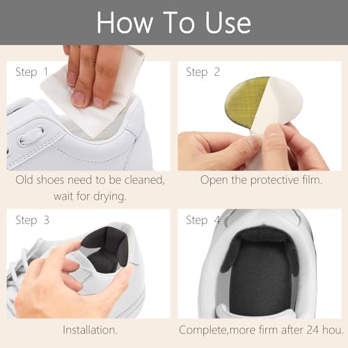 Image of Back of Heel Cushion Pads, 4Pcs Mesh Adhesive Heel Grips Inserts for Boots, Loose Shoes Too Big, Reusable Heel Guards Liners for Women Men, Anti Blister Shoe Liners Heel Protectors