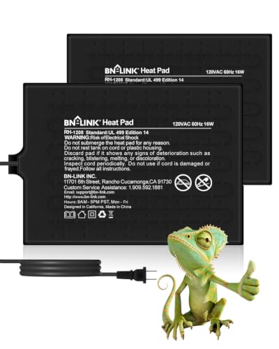 Image of BN-LINK Reptile Heat Pad 8 inchX12 inch 16W for 30-40gal Under Tank Terrarium Heating Mat Waterproof for Turtle, Lizard, Frogs, Snake, Hermit Crab 2 Pack
