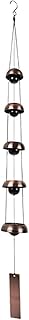 Wind Chimes for Outside, Temple Wind Bell with 5 Copper Bells, Feng Shui Wind Chimes, Memorial Wind Chime, Garden Decor