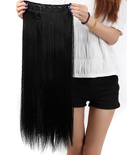 S-noilite® 26" (66 cm) extensiones de cabello Una pieza 3/4 cabeza completa recto ombre pedazo de cabello negro oscuro Cover