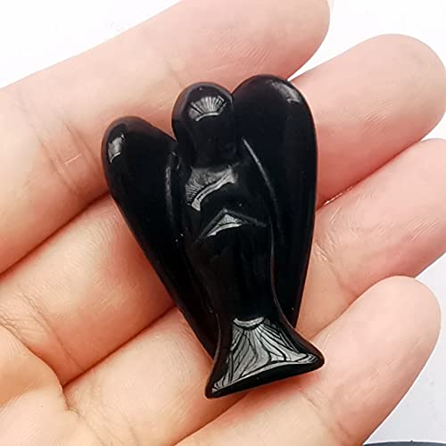Schwarze Engel Figuren 21 Manekieko Natürliche Schwarzer Obsidian Heilung Kristall Gebet...