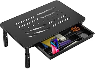 FITUEYES Monitor Stand with Drawer, Adjustable Computer Laptop Riser Desk for PC Cellphone, Printer Display with Vented, Home Office Organizer, Up to 20 kg