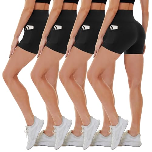 Image of CAMPSNAIL 4 Pack Biker Shorts for Women High Waist - 5 inch /8 inch Tummy Control Soft Athletic Yoga Workout Running Gym Shorts
