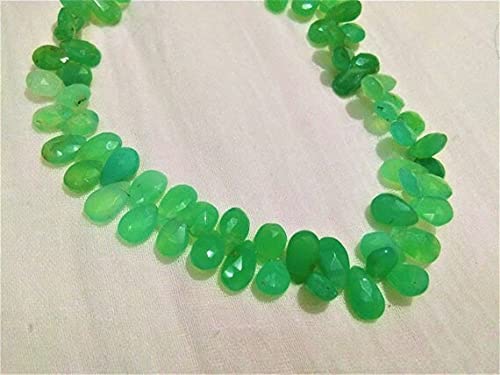 Chrysoprase perles en poire facettée haut de gamme LKBEADS, éclat naturel d'exception