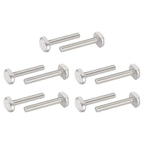 PATIKIL Pernos De Ranura En T M6 X 40 Mm, 10 Pcs Acero Inoxidable 304 Pernos De Inserción En T Tornillos Deslizantes Roscado Métrico Cabeza De Martillo Para Pista En T, Plateado