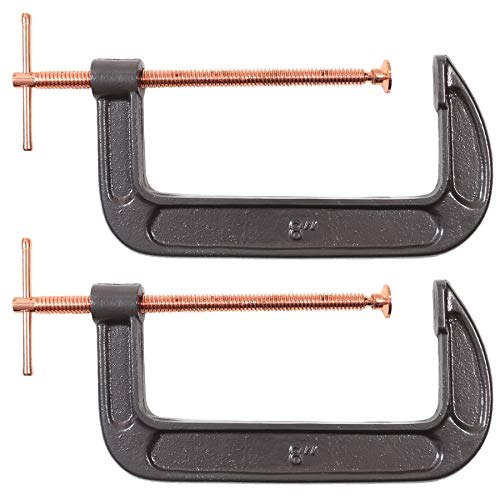 Pair of Extra Large 8 Copper Threaded G Clamps - 200mm Metal/Woodwork C Vices