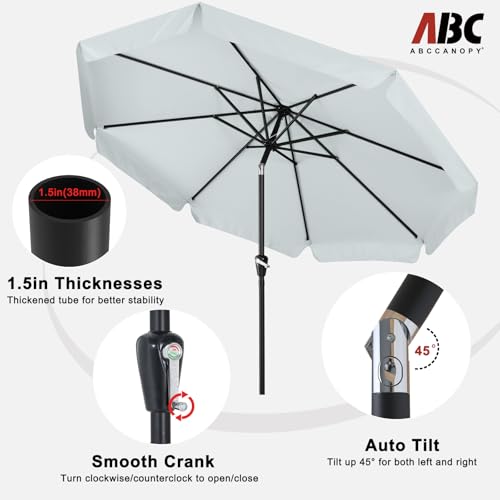 Image of ABCCANOPY 10Ft Outdoor Patio Umbrella Garden Table Umbrella Market Umbrella with Tilt Adjustment and Crank for Garden, Deck, Backyard and Pool, 8 Sturdy Ribs, Ash Gray