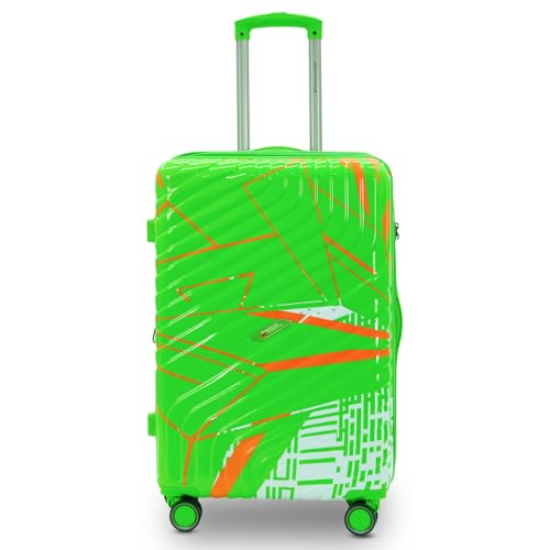 Image of AMERICAN TRAVELLER Urban Kingdom Trolley Bag | Durable Polycarbonate Hard Shell | TSA-Type Lock | 360 Disc Spinner Wheels | Expandable Suitcase for Travel (24, Green)