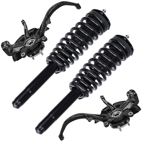 Image of Detroit Axle - Front 4pc Steering Knuckles Kit for 2010-2012 Ford Fusion Lincoln MKZ, 2010-2011 Mercury Milan, 2 Steering Knuckles & Wheel Bearing Hubs 2 Struts w /Coil Spring Replacement Suspension