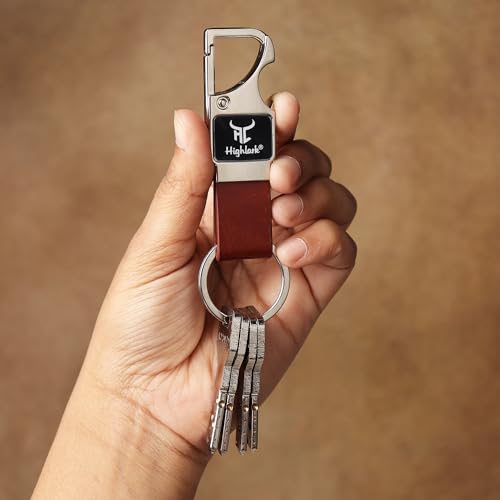 Image of Luxury Metal & Leather Keychain |Modern Carabiner Hook |Premium Key Ring for Car, Bike, Office and Home Keys | Stylish Key Holder | Bottel opener keychain
