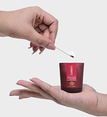 Image of EKAM Cranberry Votive Soy Wax Scented Candle, 40 Grams, 10 Hours Burn Time| Long Lasting Premium Candles | Ideal for Home Decor | Gifting & Aromatherapy (Pack of 12)