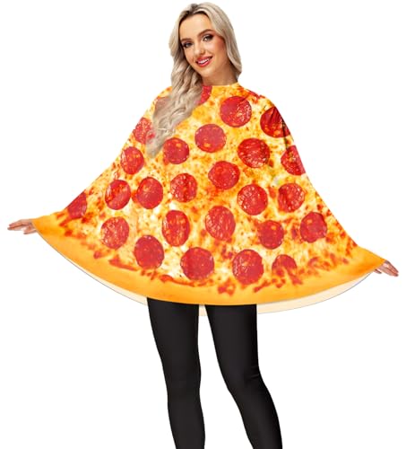 Magrank Women Pizza Poncho Food Costume Halloween Party Cosplay Outfits