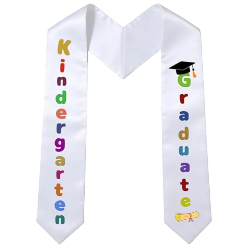Kindergarten Graduation Gifts Kindergarten Graduation Sash Preschool Graduation Sash Pre k Graduation Gifts Unisex Printed Kindergarten Graduation Stole Class of 2026 Decorations for Kids White