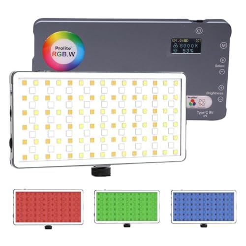 Image of Prolite RGB Pocket LED 12W Video Light with Built-in 4000mAh Rechargeable Battery, Type-C Charging Cable, OLED Display, 21 Light Effect, Hard Carry Case | 96 CRI, 360 Brightness & Color Control