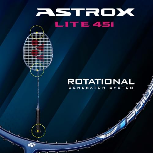 Image of Yonex Graphite Strung Badminton Racquet Astrox Lite 45i (G4, 77 Grams, 30 lbs Tension, Blue Silver)