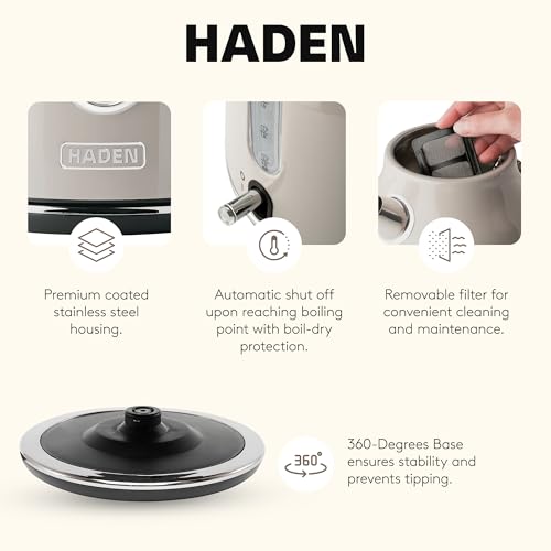Haden Dorset 1.7 Liter Stainless Steel Electric Kettle, Hot Water Kettle - Image 3