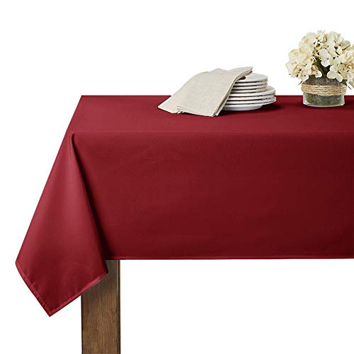 RYB HOME Rectangle Tablecloth Red - Spillproof Outdoor Table Cloth for Rectanglar Table 6 ft, Scratch Resistant Table Cover Protector for Party Event Family Dinner, 60 x 84 inches, Ruby RYB HOME Rectangle Tablecloth Red - Spillproof Outdoor Table Cloth for Rectanglar Table 6 ft, Scratch Resistant Table Cover Protector for Party Event Family Dinner, 60 x 84 inches, Ruby