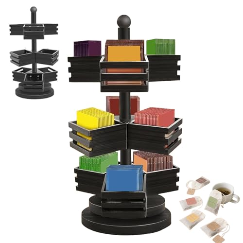 Support de rangement de comptoir rotatif avec 9 compartiments pour sachets de thé