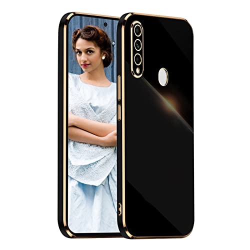 NEINEI Funda para Huawei P Smart Z,Carcasa Espejo Silicona Shockproof Diseño Minimalista Caso,Ultradelgado Elegante Color Brillante Enchapado TPU Case Cover,Negro