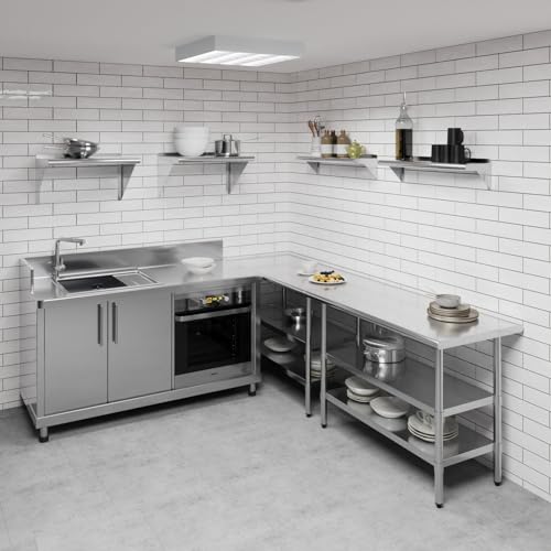 Image of AmGood 8 in. x 30 in. Stainless Steel Wall Shelf | NSF | Metal Shelving | Garage, Laundry, Storage, Utility Room | Restaurant, Commercial Kitchen