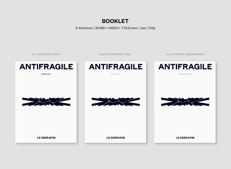 DREAMUS LE SSERAFIM 2nd Mini Album ANTIFRAGILE 3Ver SET (Gold, 7.4 x 9.84 inches, Modern, Music Album)