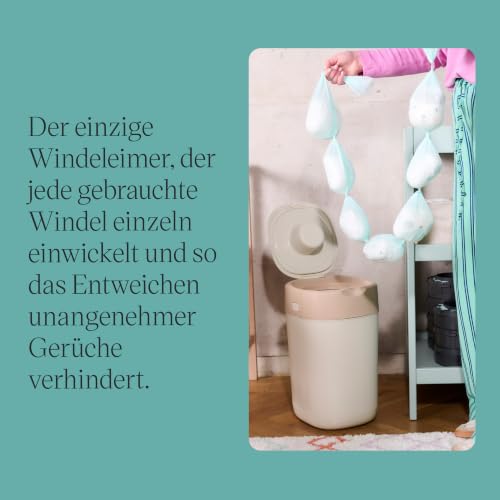 Tommee Tippee Twist & Click Windeleimer, 1x 10,5-m-Nachfüllkassette, Cremeweiß – Ansicht 3