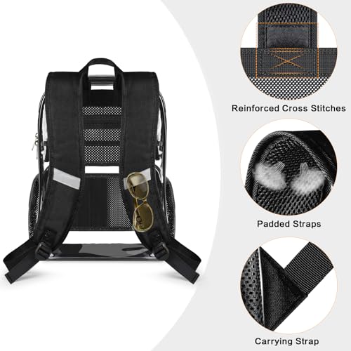 PAMANO Clear Backpack Heavy Duty Transparent See Through Bag for College Work Travel Security,Black4