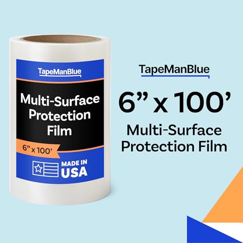 Multi-Surface Protection Film, 6 inch x 100\' Roll, Removable Surface Protection Film for Plastic, Metal, Counters, Floors, and Appliances, Clear Self Adhesive Multi-Use Protective Tape