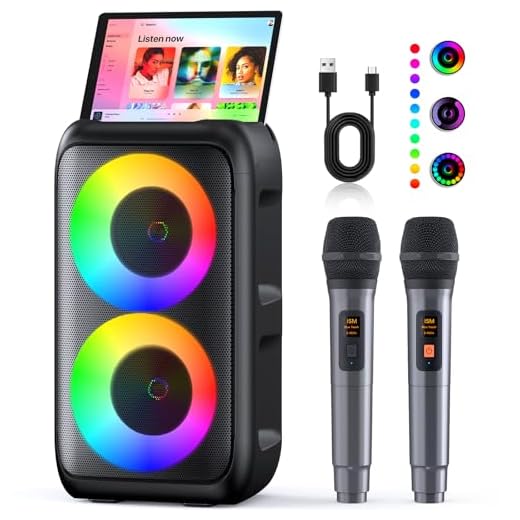 Karaoke 2 Microfonos Inalambricos (2025 Última Generación) | Altavoz con Microfono Bluetooth | Soporta TV/Smartphone/iPad/TWS/AUX/USB/FM | para Party, Cumpleaños, Viajar