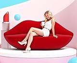 ArborHaven Creative Design Lip Shaped Sofa, Modern red Couch, 80' Personalized Compressed Settee Velvet Fabric Suitable for Placement in Living Rooms and Office Apartments, Very Beautiful