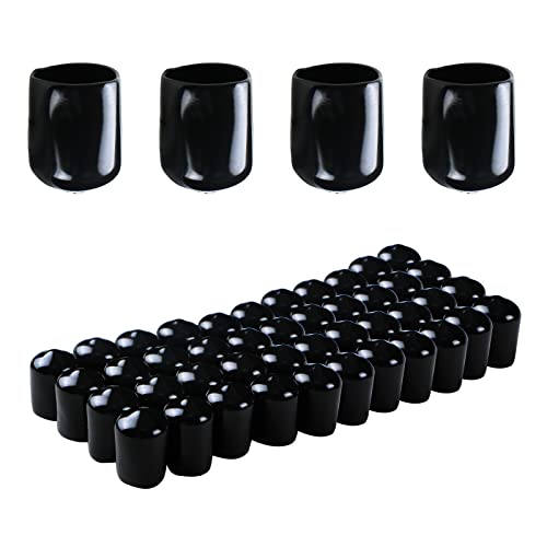 Image of Rubber Round End Cap Cover 0.55 Inch (14mm) Screw Thread Protectors PVC Flexible Tubing Pipe Protective Bolt Screw Thread Protector Safety Cover | for Pipe Post Tubing Rod Cover 100 Pcs (Black)