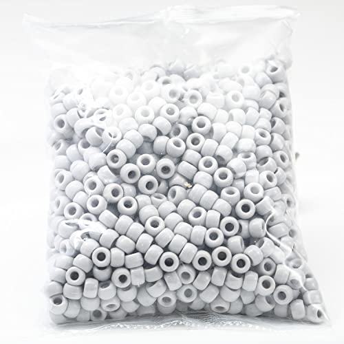 Image of Gxueshan 1000 Pcs Acrylic Pony Beads 6x9mm Gray Bulk Plastic Beads for Bracelets Making Kandi Beads