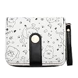 KQDRAVINE portafoglio donna piccolo, grazioso portacarte donna piccolo con gatto e portachiavi, portamonete in pelle PU, portamonete con carte e cerniera per carte bancarie, spiccioli e chiavi