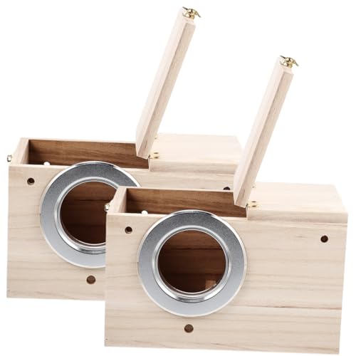 healvian 2個 自然木製鳥巣箱 屋外用耐候性バードハウス パラキート繁殖巣箱 快適な巣作りに