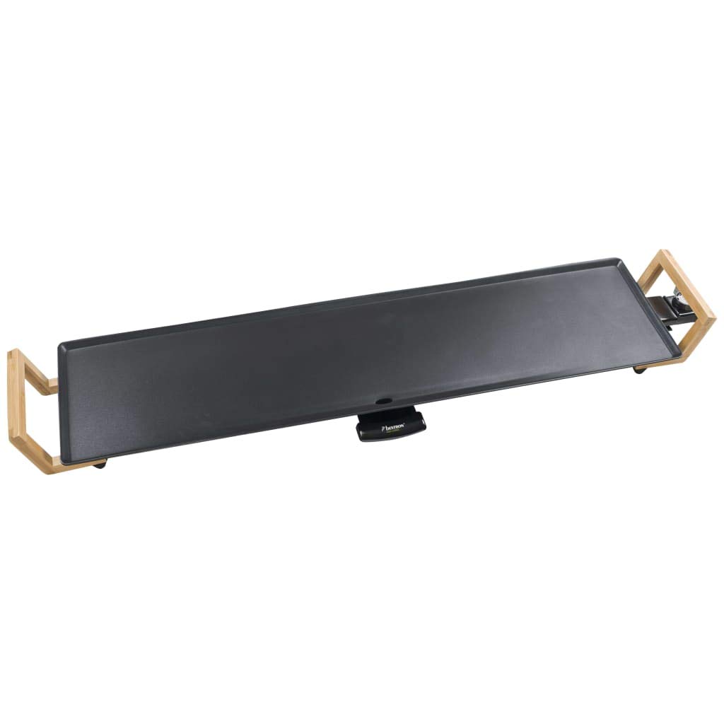 Bestron XXL Plancha electrica para cocinar en diseño ASIA, plancha cocina con revestimiento antiadherente, Parrilla eléctrica para hasta 8 personas, 1800 vatios, color: negro
