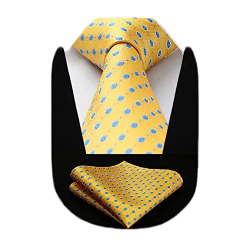 HISDERN extralarga Polka Puntos Panuelo de lazo Hombres Corbata & Plaza de bolsillo Conjunto