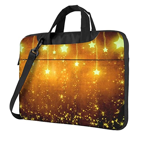Bolso para portátil con estrellas navideñas negro y marrón miniatura 1