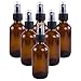 2 oz Amber Boston Round Glass Bottle with Fine Mist Sprayer Dispenser for Essential Oils, Chemistry Lab Chemicals, Colognes & Perfumes (6 Pack)
